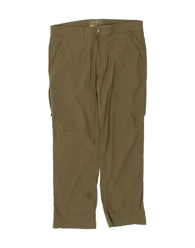 Versatile Looks EDDIE BAUER Mens Travel Straight Cargo Trousers W34 L30  Khaki Nylon