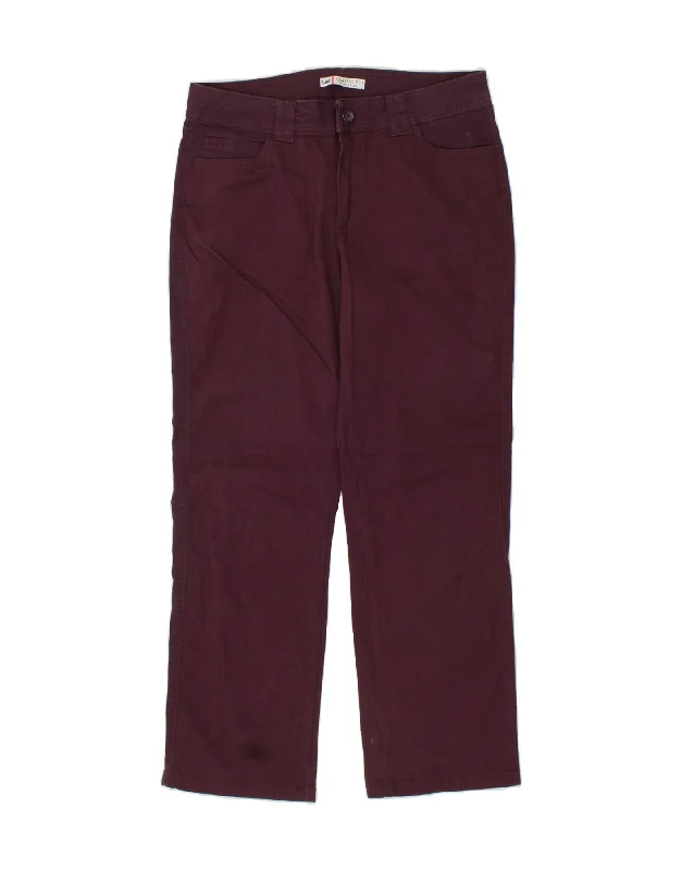 Urban Apparel LEE Mens Classic Fit Straight Casual Trousers W34 L29 Burgundy