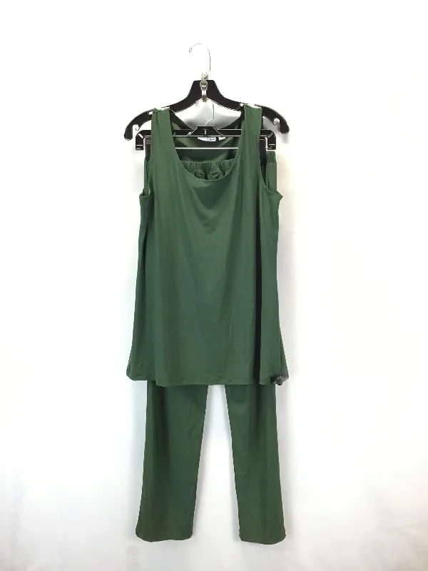 Fashion Basics Pants Set 2pc By Susan Graver In Green, Size: M