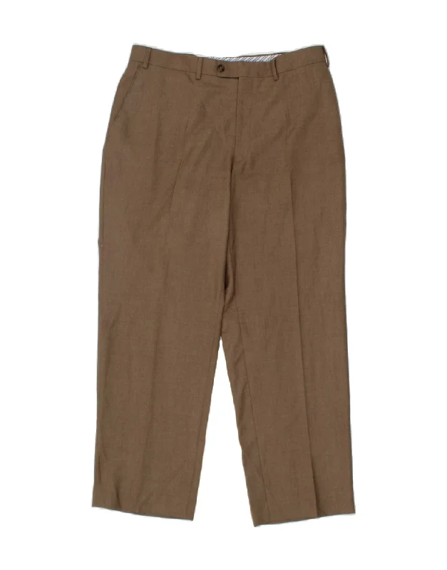 Warm Jackets IZOD Mens Straight Chino Trousers W35 L30  Brown Polyester