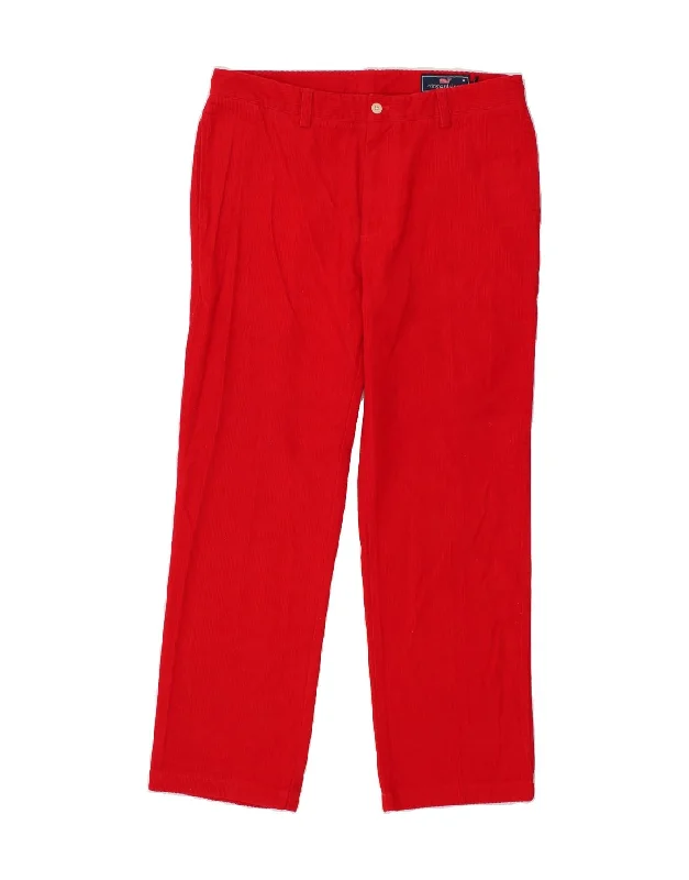 Relaxed Pants VINEYARD VINES Mens Straight Corduroy Trousers W33 L32  Red Cotton