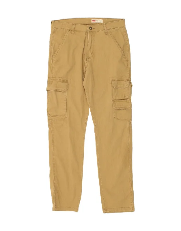 Retro Style WRANGLER Mens Tapered Regular Cargo Trousers W30 L30  Beige Cotton