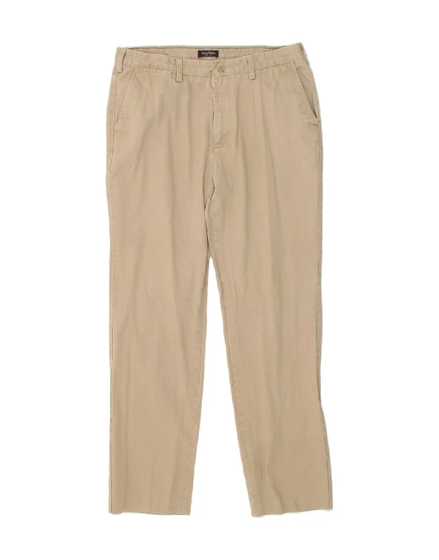 Sports Pants NAUTICA Mens Slim Chino Trousers W36 L34  Beige Cotton