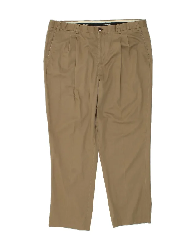 Sporty Chic EDDIE BAUER Mens Pegged Chino Trousers W42 L32  Beige Cotton