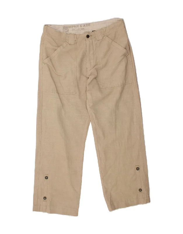 All-Purpose Wear MURPHY & NYE Mens Straight Casual Trousers W34 L28 Beige Cotton