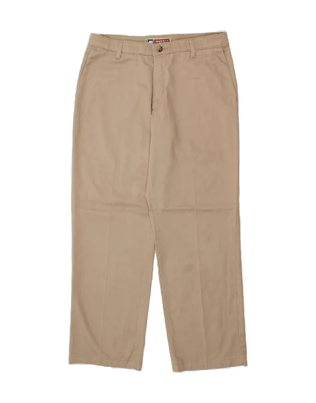 Light Jackets LEE Mens Custom Fit Straight Chino Trousers W33 L30 Beige Cotton