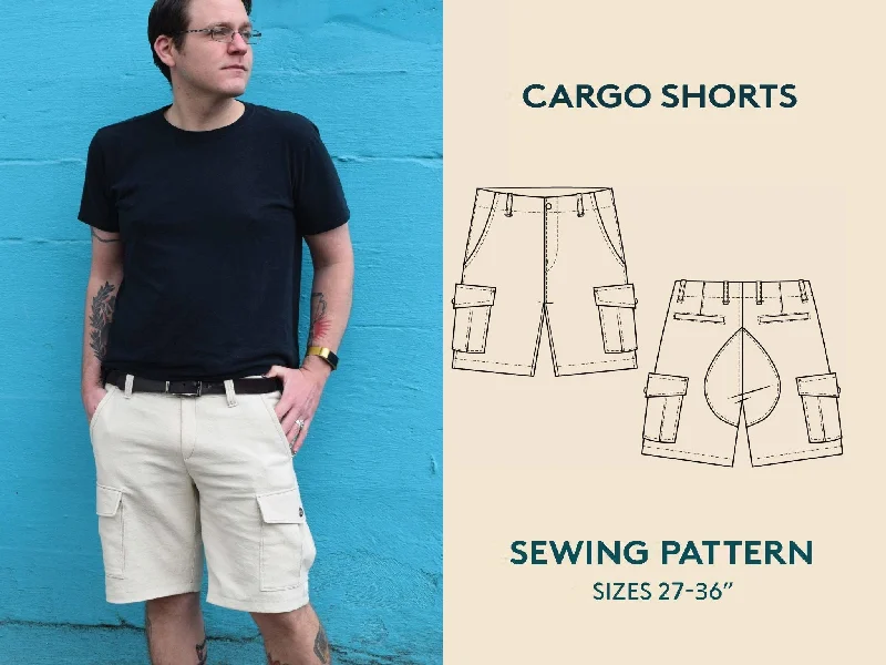 Premium Fabric Cargo Shorts Mens Paper Pattern - Wardrobe by Me