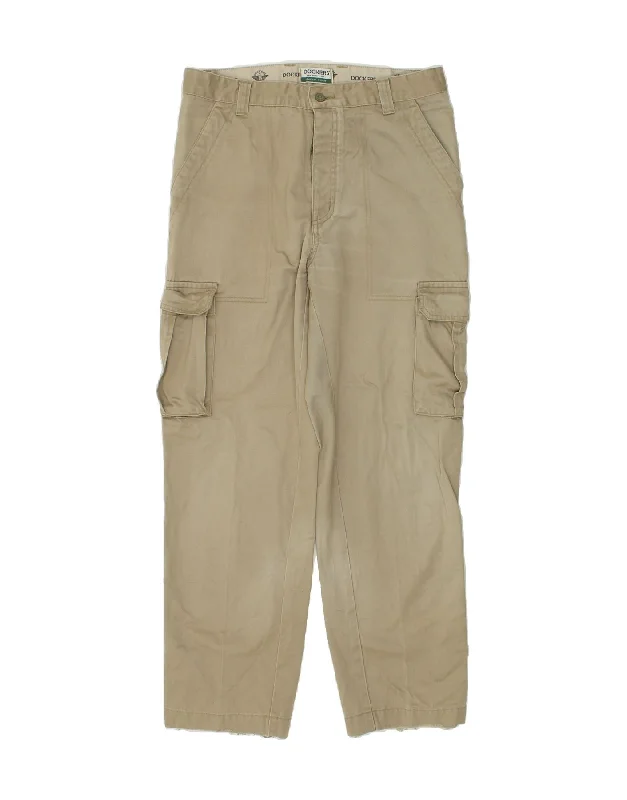 Versatile Style DOCKERS Mens Straight Cargo Trousers W34 L30 Grey Cotton