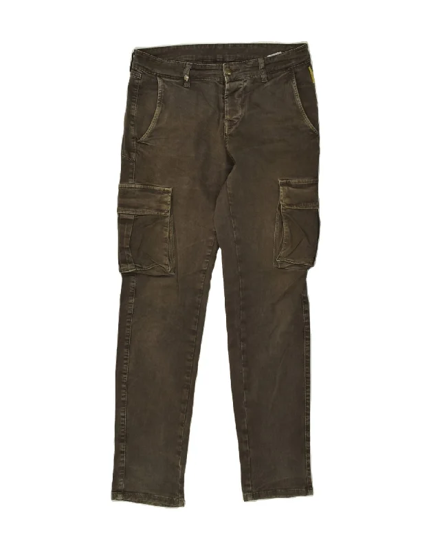 Rugged Jackets MELTIN' POT Mens Slim Cargo Trousers W30 L32 Brown Cotton