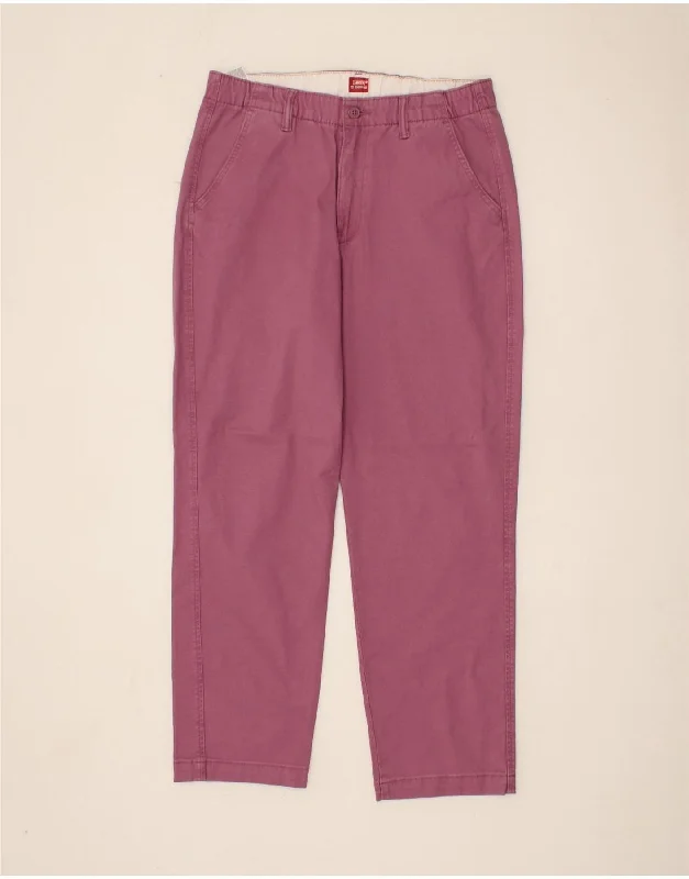 Stylish Polos LEVI'S Mens Straight Chino Trousers Medium W32 L30 Pink Cotton