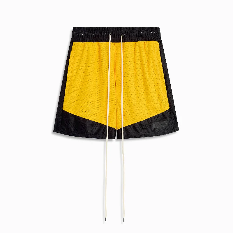 Sporty Chic icon mesh gym short / yellow + black