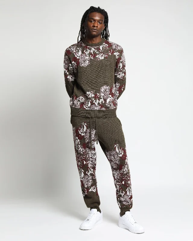 Parkas Style Hanging Floral Distressed Sweater Pant (FINAL SALE)