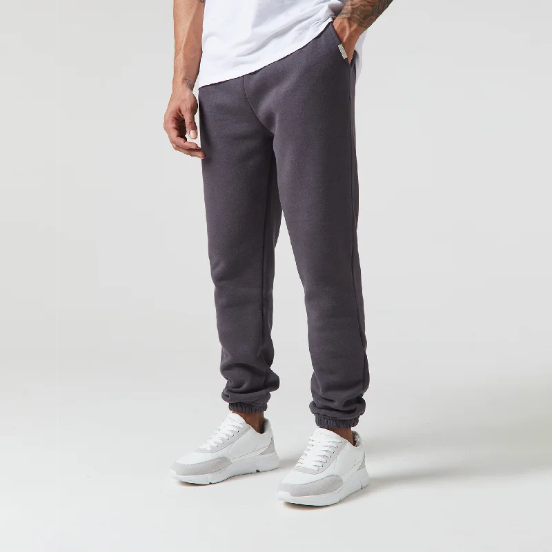 Retro Style Relaxed Fit Cuffed Jogger | Dark Grey