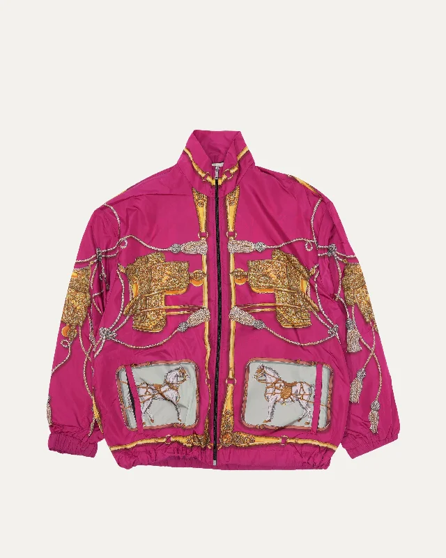 Stylish Comfort Horses and Tassels Print Oversized Nylon Bomber Jacket