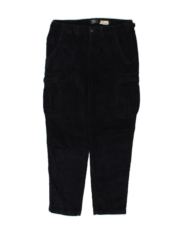 All-Day Wear VINTAGE Mens Cargo Corduroy Trousers IT 46 Small W34 L28 Navy Blue Cotton