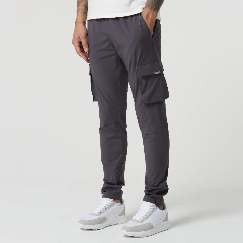 Casual Knitwear Stretch Tech Cargo Pant | Dark Grey