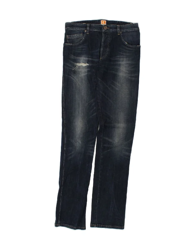 Relaxed Looks HUGO BOSS Mens Distressed Slim Jeans W33 L36  Navy Blue Cotton