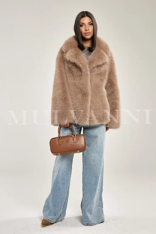 Casual Jackets EBBA Camel Faux Fur Coat