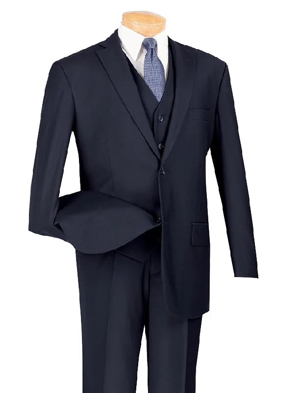 High-end Jackets Morgan Collection - Regular Fit 3 Piece Suit 2 Button Navy