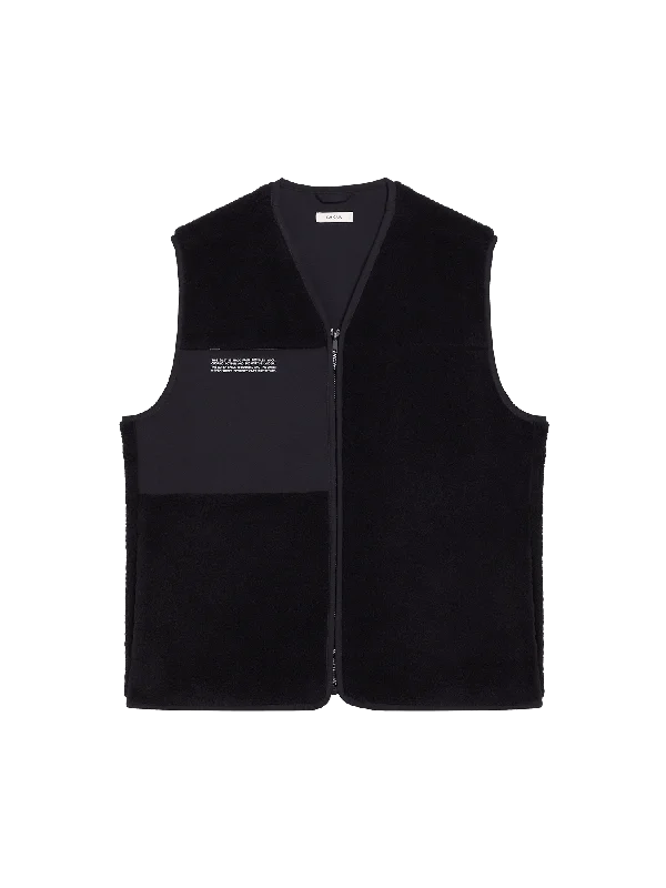 Stylish Apparel Mens Recycled Wool Fleece Gilet—black