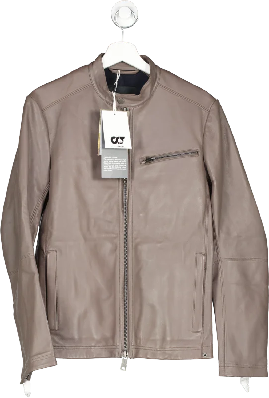 Stylish Blazers ALPHATAURI Brown Premium Leather Jacket UK S