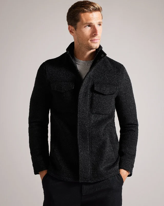 Casual Wear Knowl Funnel Neck Field Jacket Charcoal