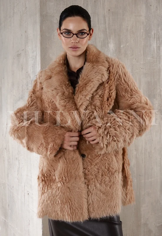 All-Purpose Wear ADRIE Camel Shearling Coat