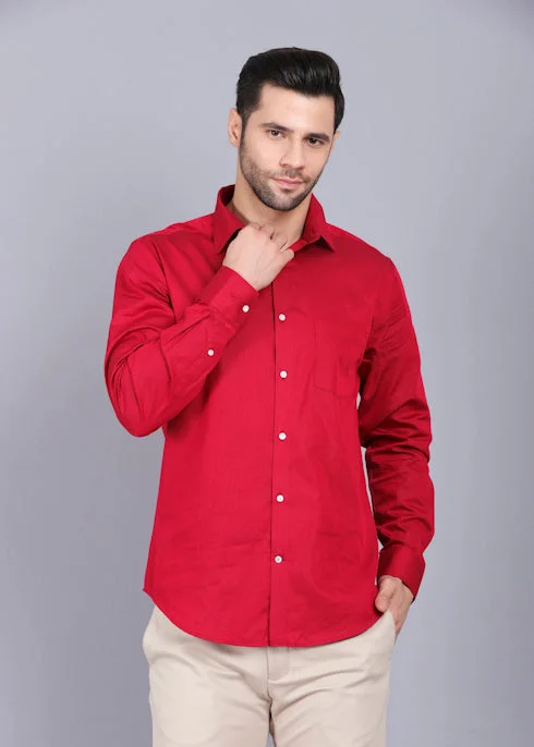 Urban Shirts Red Color Formal Shirt