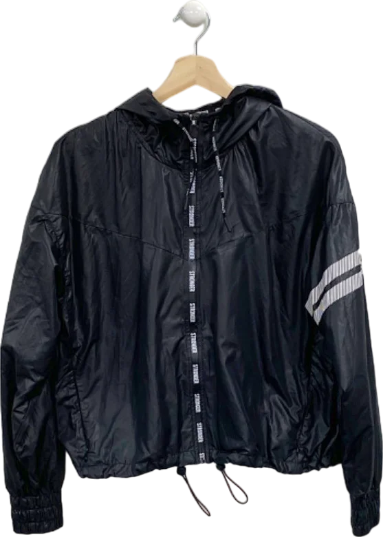 Sporty Suits Stronger Black Hooded Windbreaker Jacket UK M