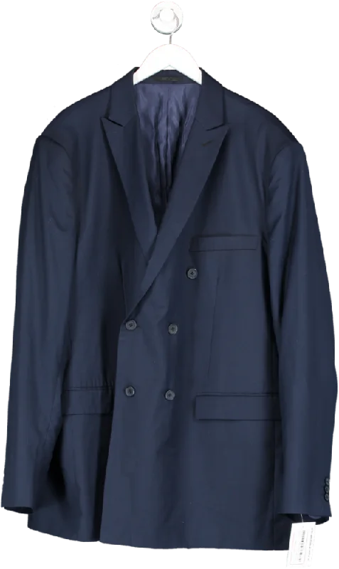 High-end Jackets Hockerty Blue Double Breasted Blazer UK L