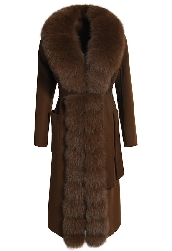 Outdoor Wear ALIZE Brown Cashmere coat with fur