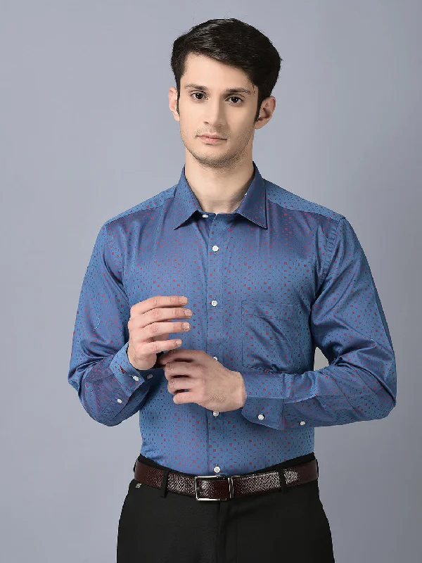 Easy Fashion CANOE MEN Formal Shirt Cobalt Blue Color Cotton Fabric Button Closure Printed