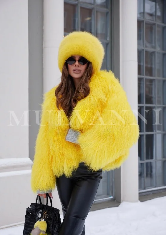 Leather Pants LILLY Yellow Mongolian Coat