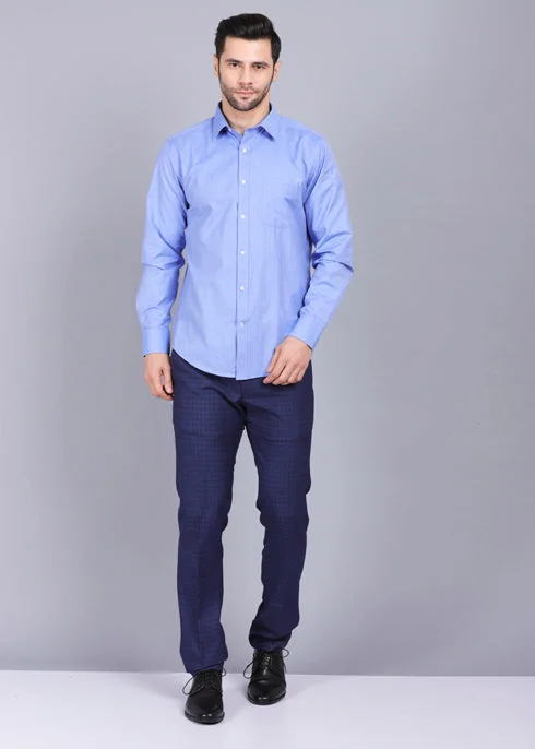 Lightwear Options Perfect Fit Blue Formal Shirt Solid