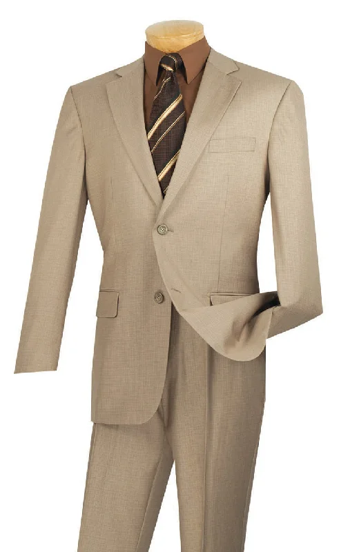 Designer Footwear Monte Carlo Collection - Dress Suit 2 Piece 2 Button Textured Weave In Beige