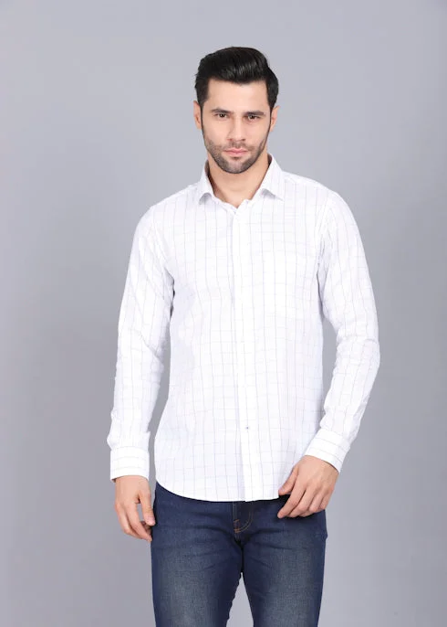 Casual Polos White Formal Shirt 75% Cotton 25% Micro Fibre