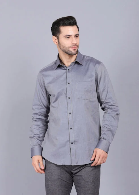 Statement Shoes Perfect Fit Formal Shirt Grey Color Dobby