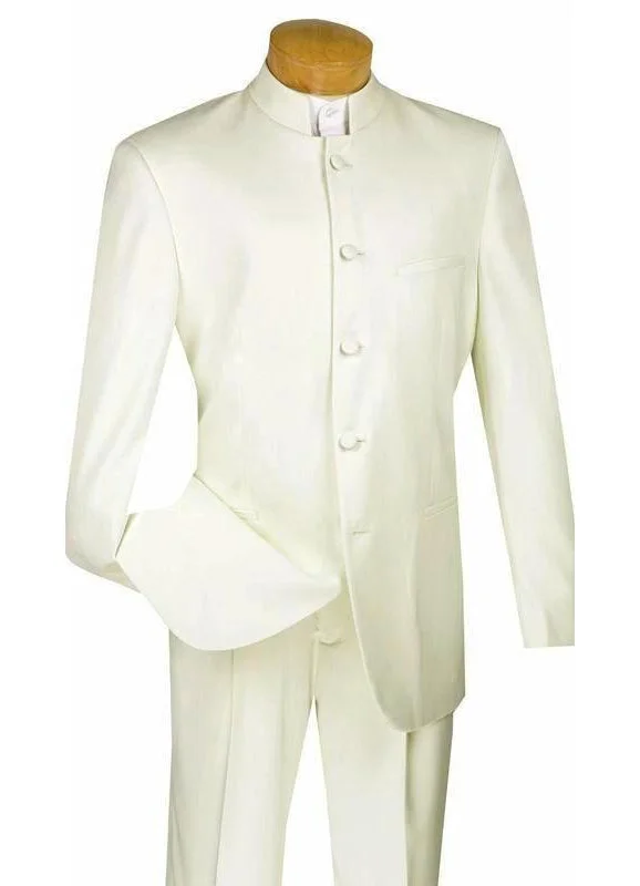 Utility Vests Master Collection - Regular Fit Men's 2 Piece Banded Collar Tuxedo Ivory