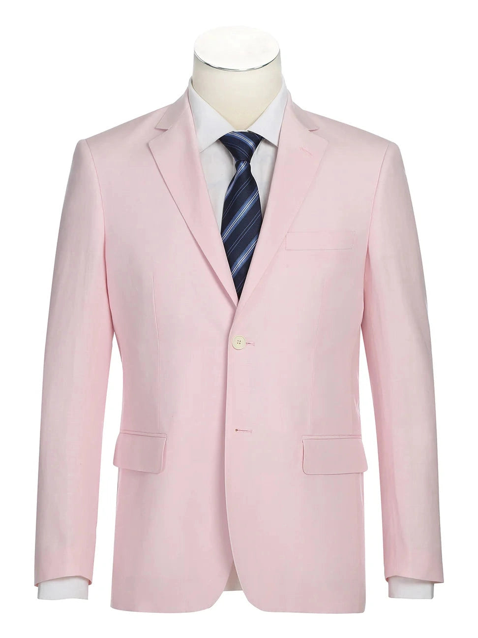 Urban Apparel Raphael Mens Solid Light Pink Slim Fit Linen Blend 2 Piece Suit