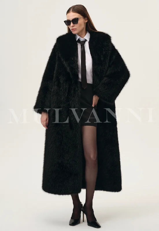 Retro Style IVANA Long Faux Coat