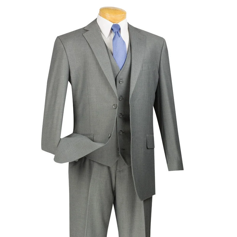 Fleece Jackets Morgan Collection - Regular Fit 3 Piece Suit 2 Button Medium Gray