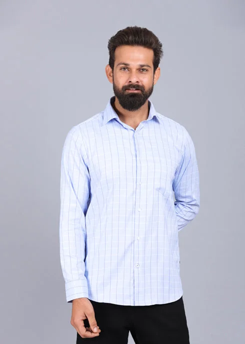 All-Purpose Wear Formal Shirt Blended_Cotton_Micro_Fibre Blue