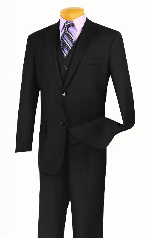 Casual Knitwear Morgan Collection - Regular Fit 3 Piece Suit 2 Button Black