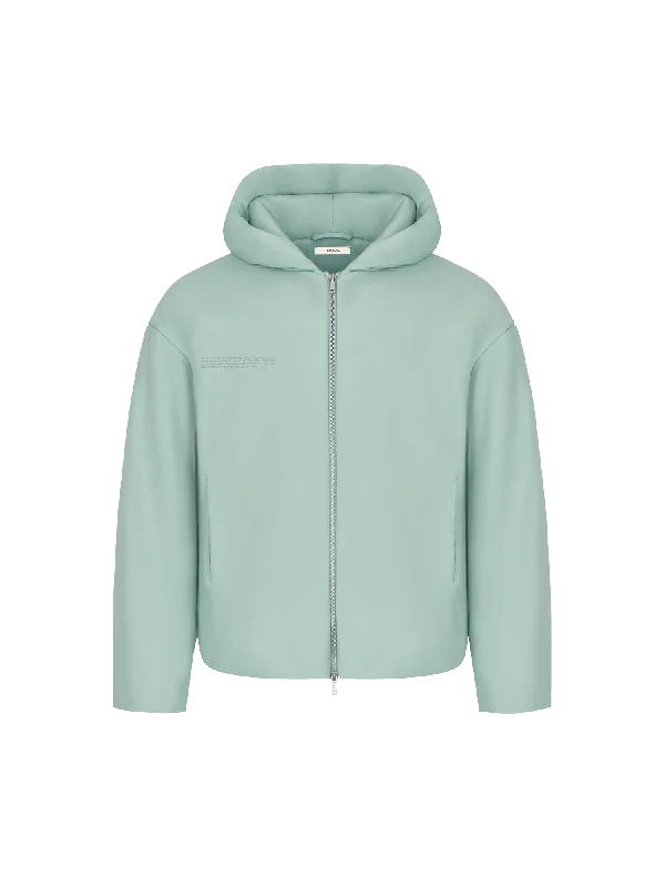 Cozy Fit Mens Flower-Warmth Padded Bomber Jacket—Eucalyptus Blue