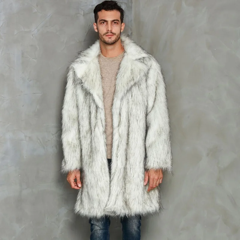 Casual Comfort Men's Tailored Suit Collar Faux Fur Coat