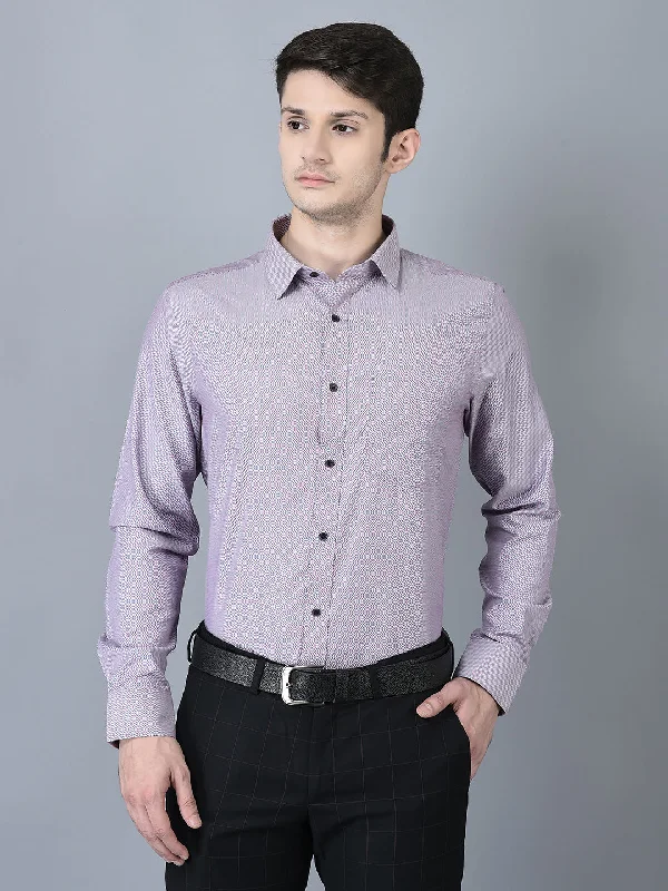 Everyday Outfits CANOE MEN Formal Shirt Purple Color Cotton Fabric Button Closure Printed