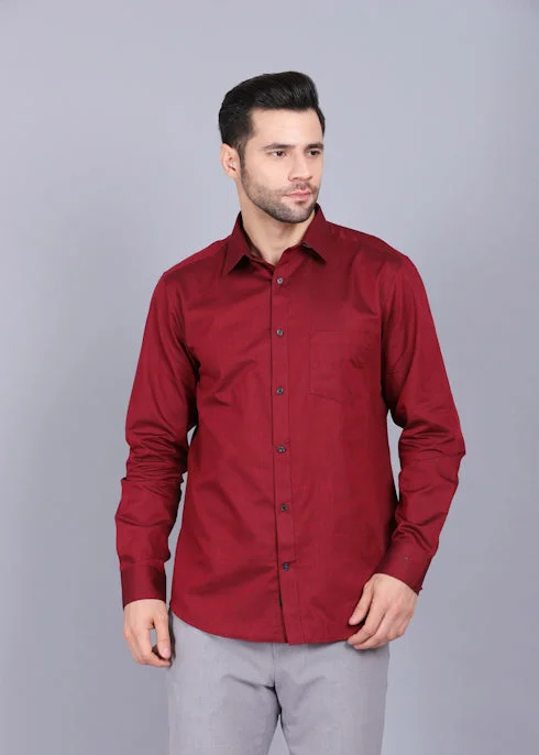 Street Hoodies Perfect Fit Formal Shirt Burgundy Solid