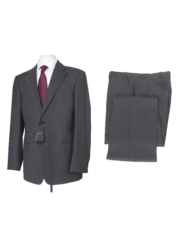 Luxury Comfort Armani Collezioni Mens 42R Gray Striped Wool Blend 2 Piece Suit