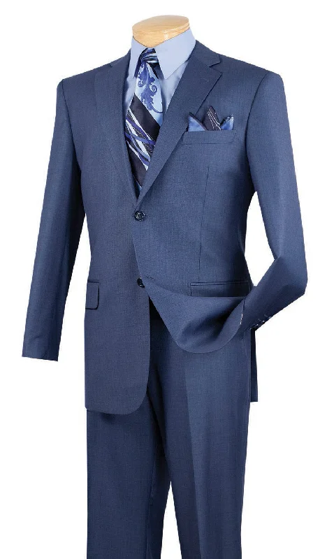 Essential Wardrobe Monte Carlo Collection - Regular Fit 2 Piece 2 Button Textured Weave In Blue