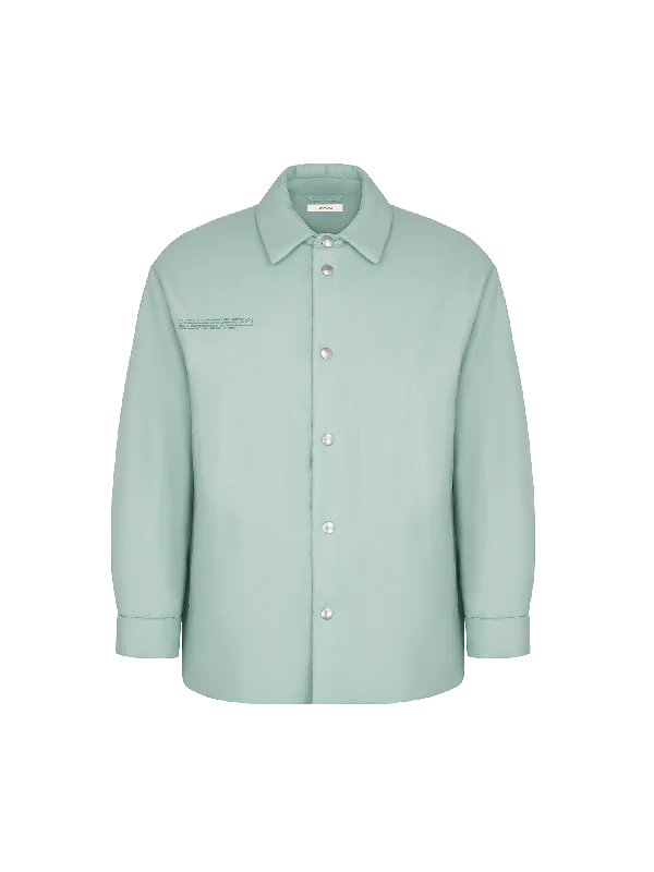 Minimalist Style Mens Flower-Warmth Padded Overshirt—Eucalyptus Blue